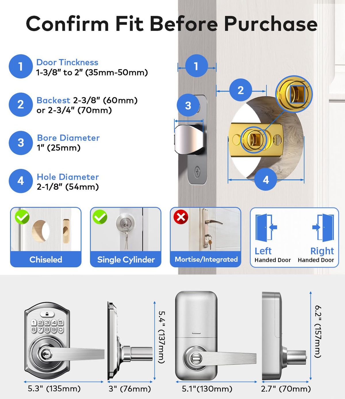 TEEHO TE019 weatherproof durability ideal for indoor and outdoor door use.
