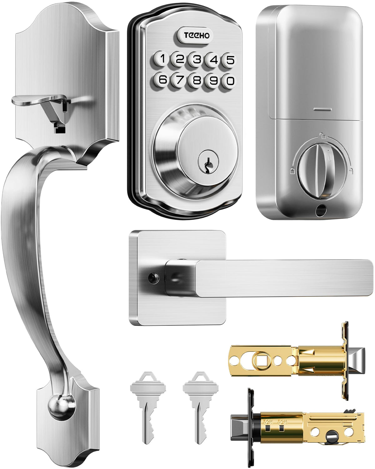 TEEHO TK001H front door lock with handle set for secure entry.