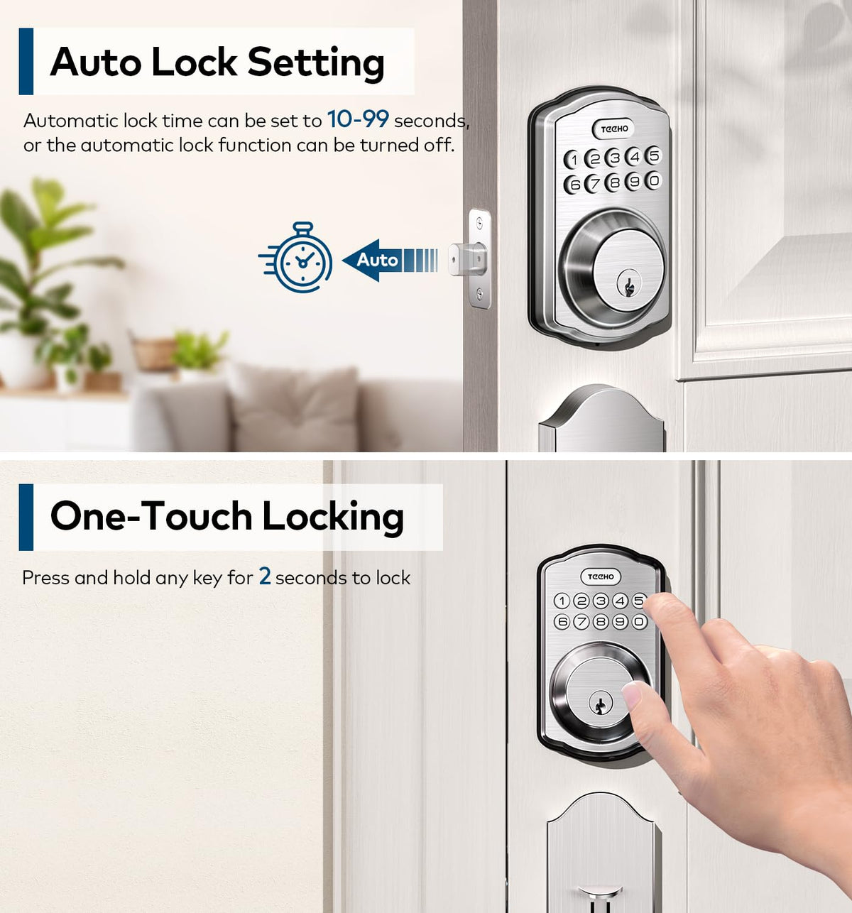 TEEHO TK001H installation guide diagram simplifies mounting on standard doors.