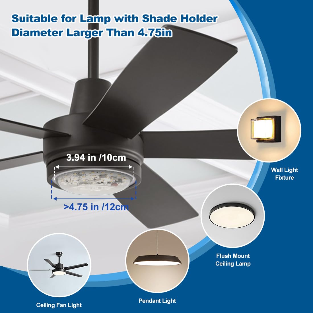 Teemyaa easy-installation set with mounting screws for a fast ceiling fixture upgrade.