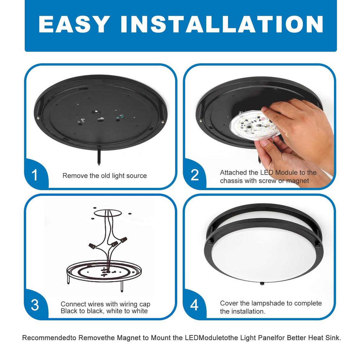 Teemyaa flat iron plate compatibility note for secure LED installation on larger iron plates.
