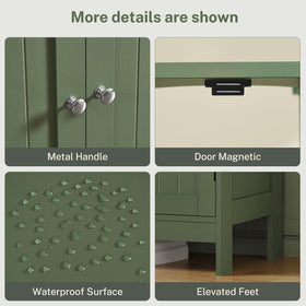 TEENFON green pedestal cabinet creates tidy bathroom vibe