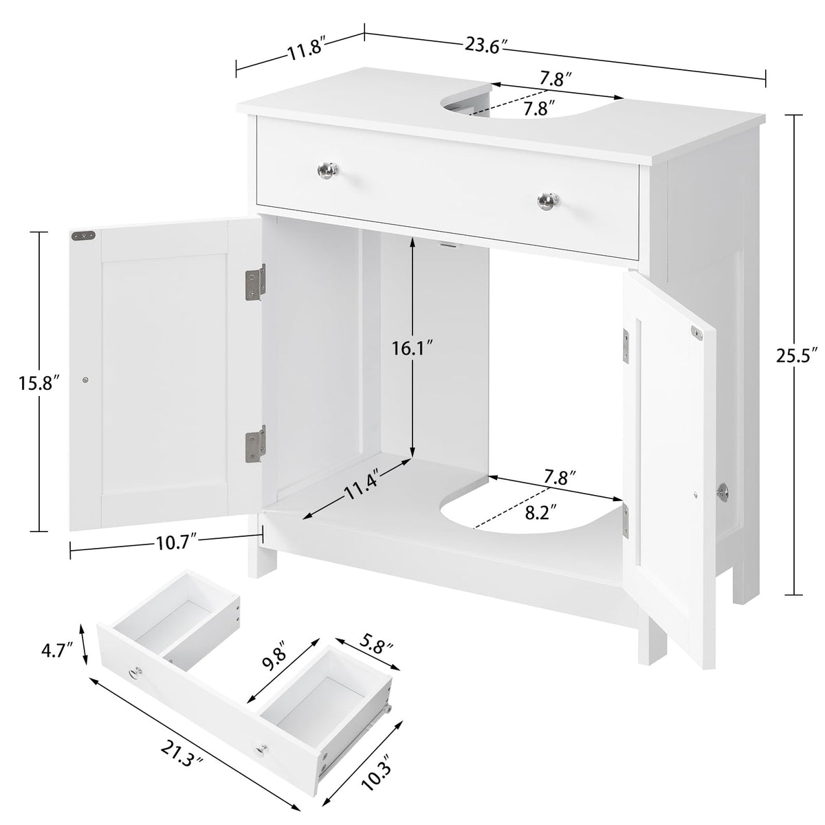 TEENFON white finish complements modern bathroom decor.