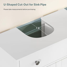 TEENFON lower cabinet hides cleaning supplies in a discreet storage space.