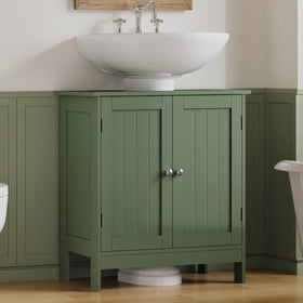 TEENFON under-sink cabinet with two doors, open view showing easy access