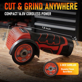 TEENO cordless angle grinder kit charging, showing included charger for continuous work.