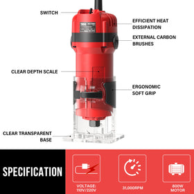 TEENO Wood Router 31,000 RPM for smooth operation and low vibration