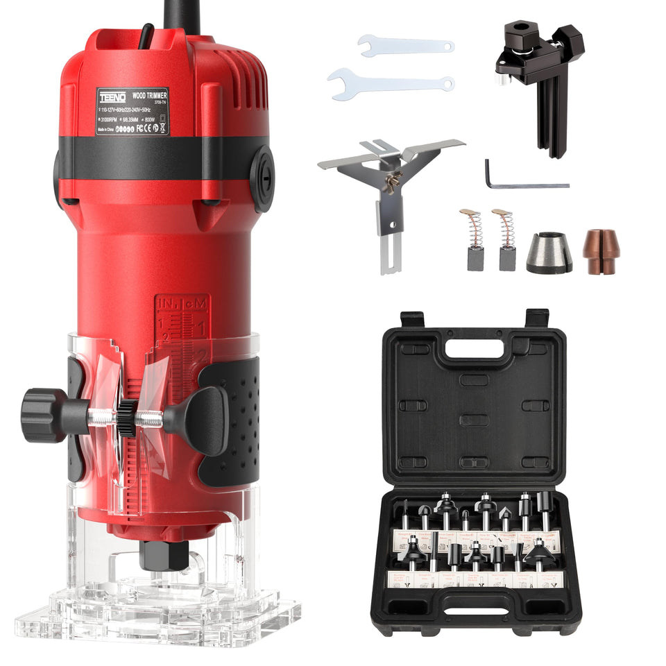 TEENO Wood Router with 800W motor for precise edging and clean cuts.