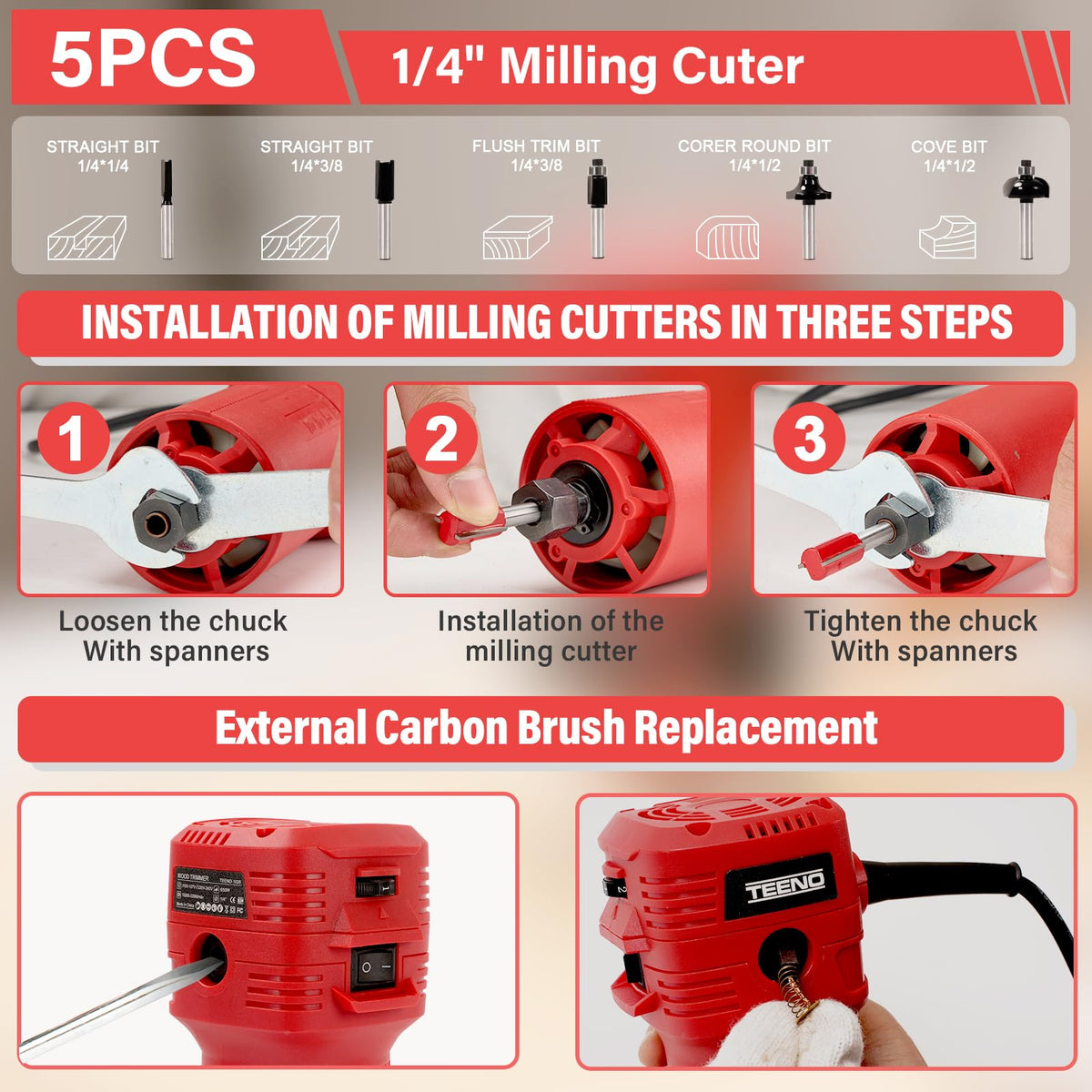 TEENO edge and roller guide supports consistent edge trimming and chamfering.