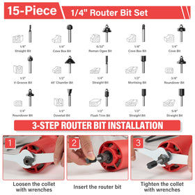 TEENO Wood Router edge and roller guides ensure bevel consistency