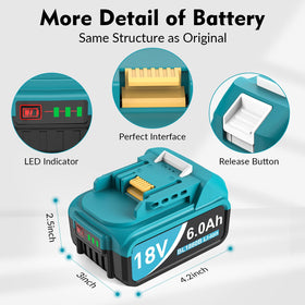 TeenPower 2Packs 6.0Ah battery fuel gauge shows runtime