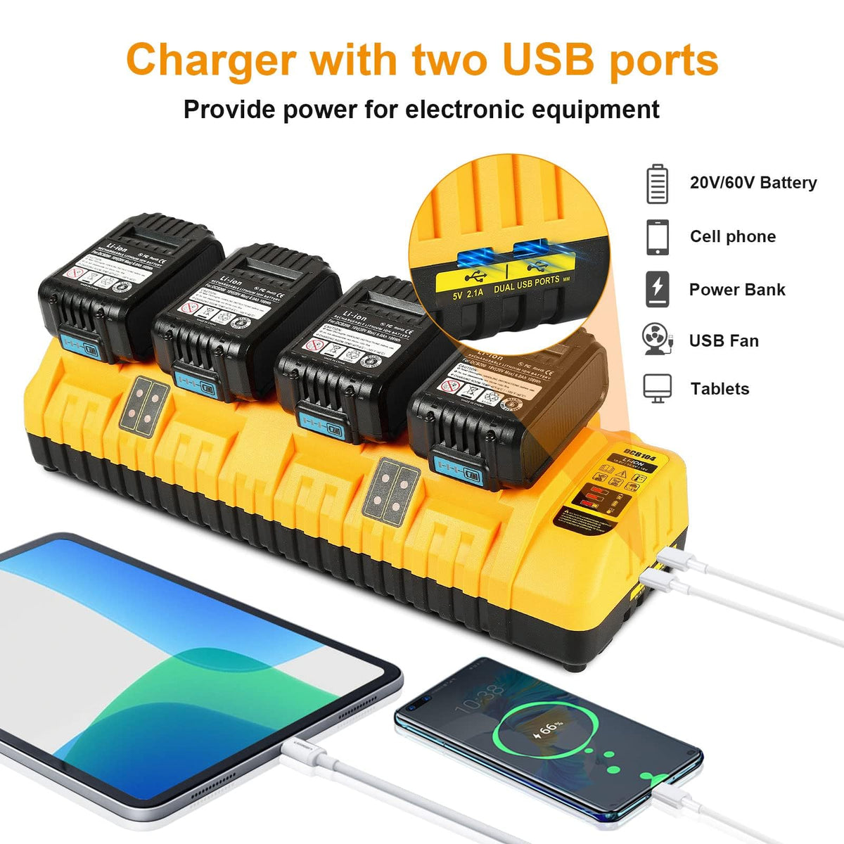 Charger connected to 100-240V input for global use