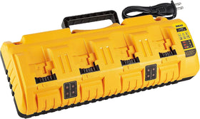 TeenPower four-port charger on front view enabling simultaneous charging of Dewalt batteries