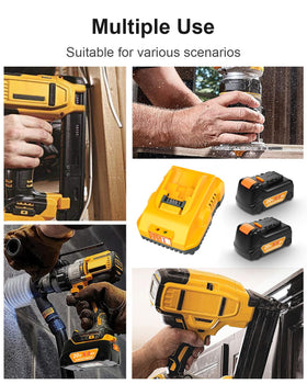 TeenPower battery in use with a Dewalt tool on-site shows extended runtime.