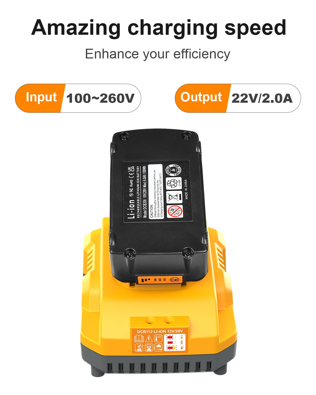 TeenPower 20V Max compatibility label with Dewalt tools, showcasing versatile use.