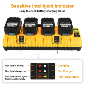 LED indicators display charge status and safety reminders