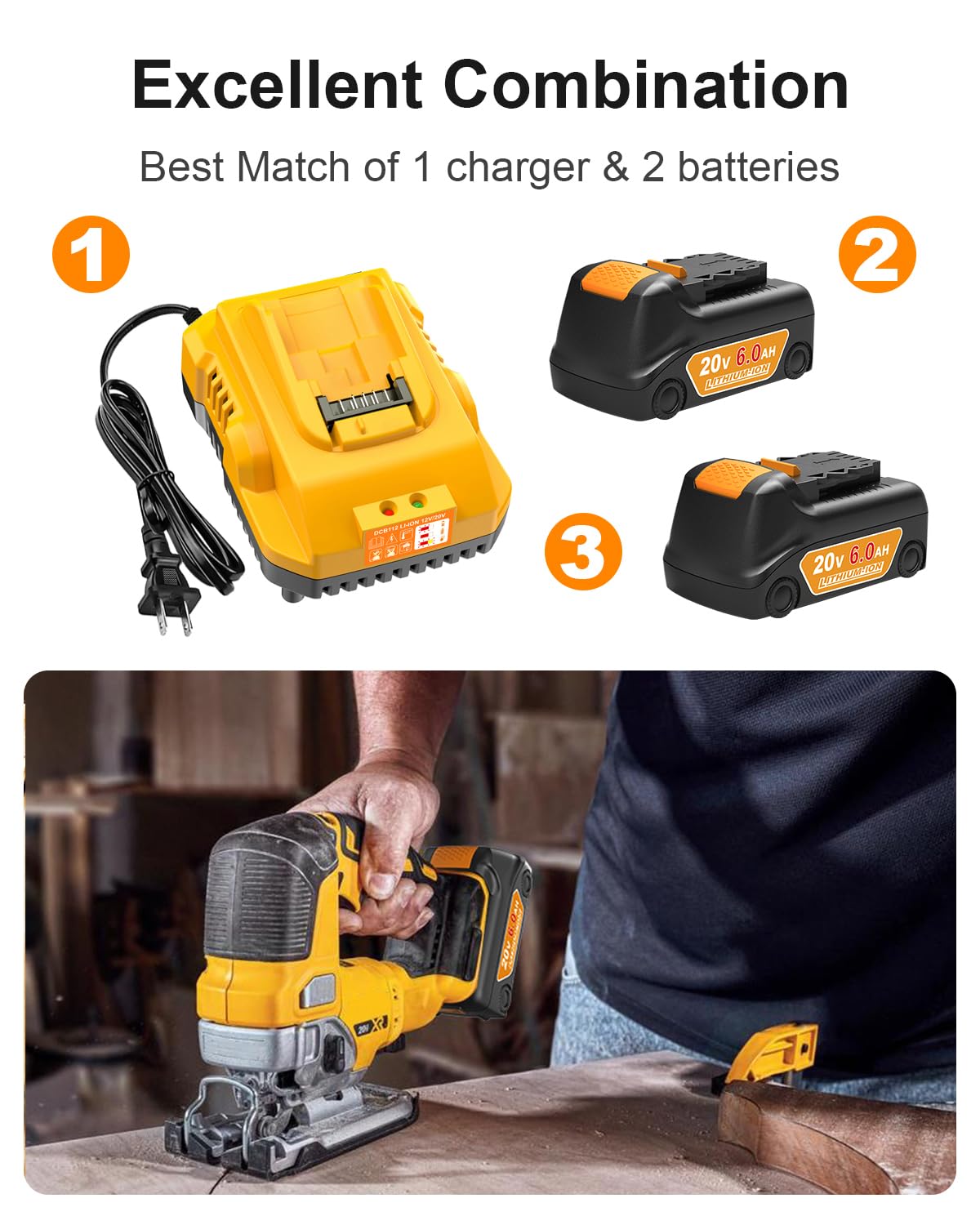 TeenPower upgraded 20V 6Ah battery pack side angle highlighting durable ABS+PC housing.