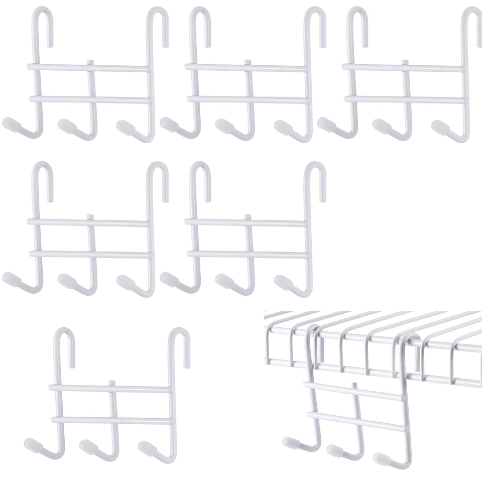 Teenyyou 6-pack hook attachments for wire shelving secure and organize belongings.