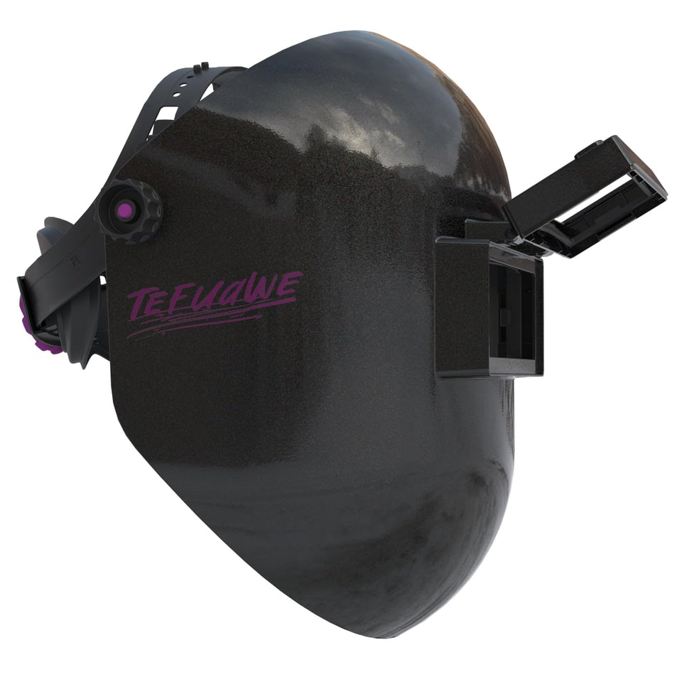 Tefuawe black flip-up fiberglass sugar-scoop helmet for comfortable pipeliner welding
