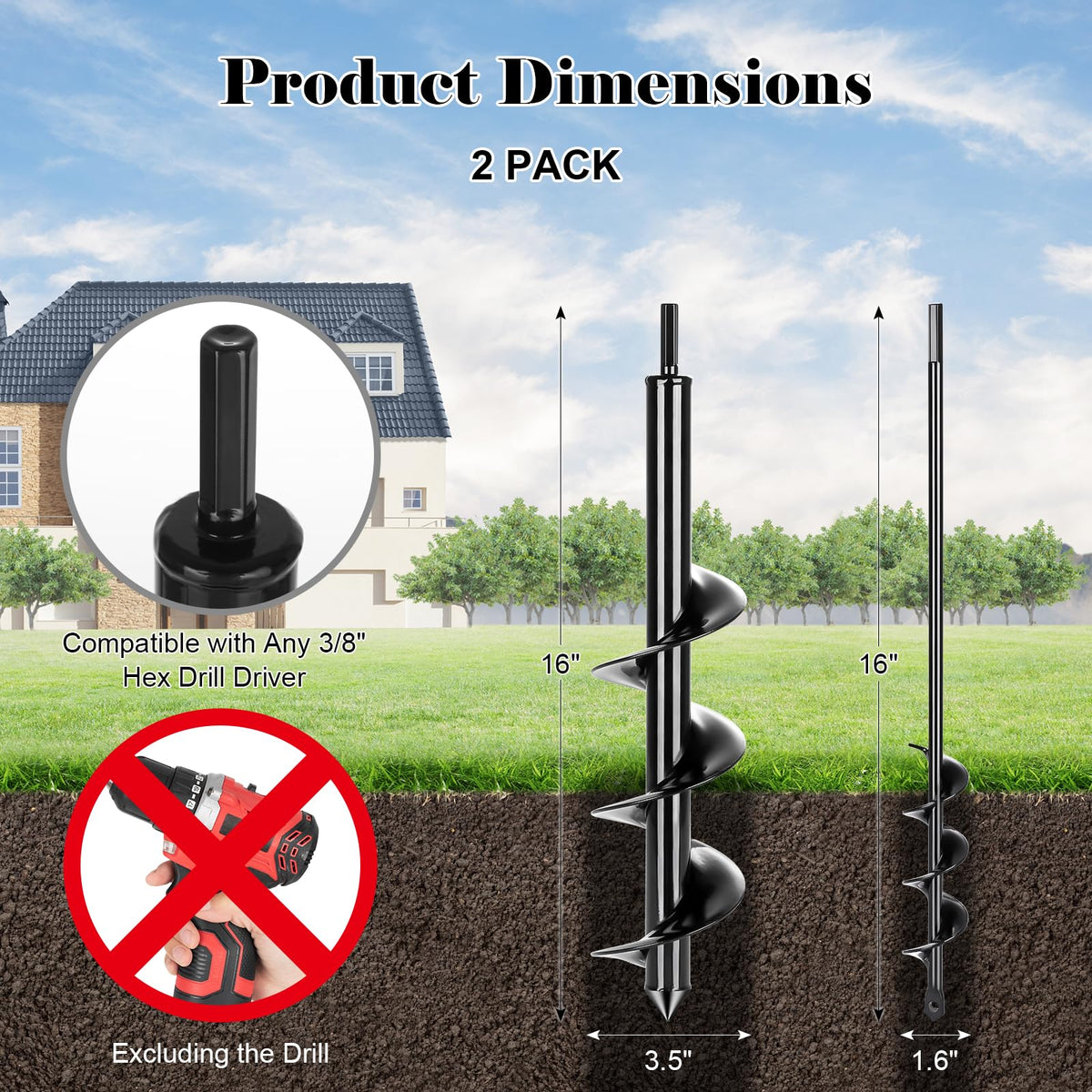 Tegarbed auger 16x1.6 inch shown for precise planting prep.