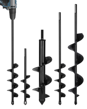 Tegarbed auger bits digging in garden soil for quick bulb planting