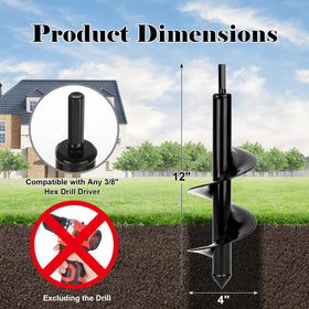Tegarbed auger drill bit attached to a 3/8" hex drill for easy operation.