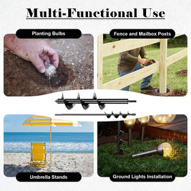 Tegarbed auger bit creates holes for fence posts and umbrellas.