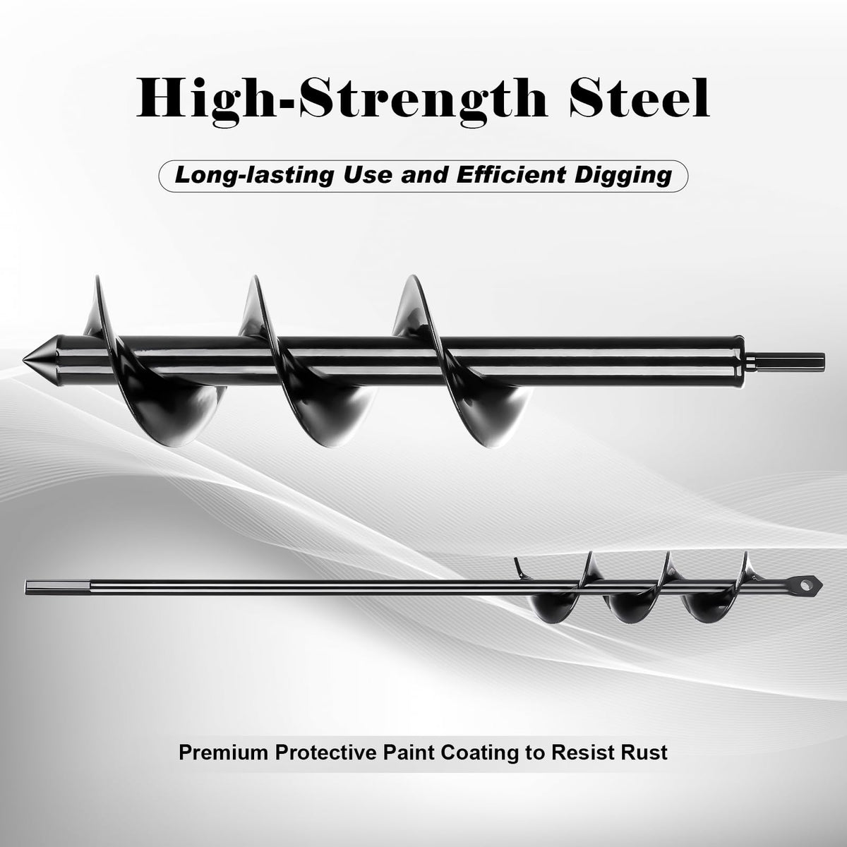 Tegarbed auger features durable steel for long-lasting performance.