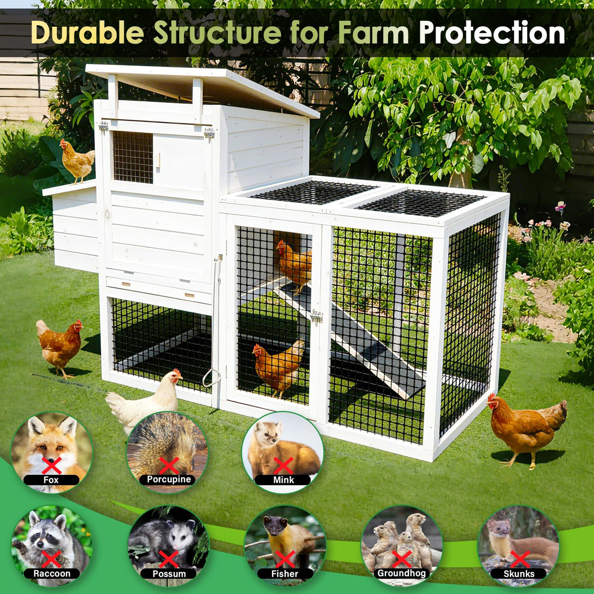 Tegarbed PVC-coated galvanized steel resists rust and weathering.