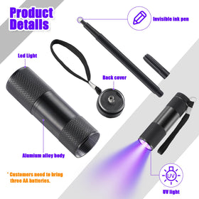 Tegeme blacklight flashlight reveals hidden ink for interactive games