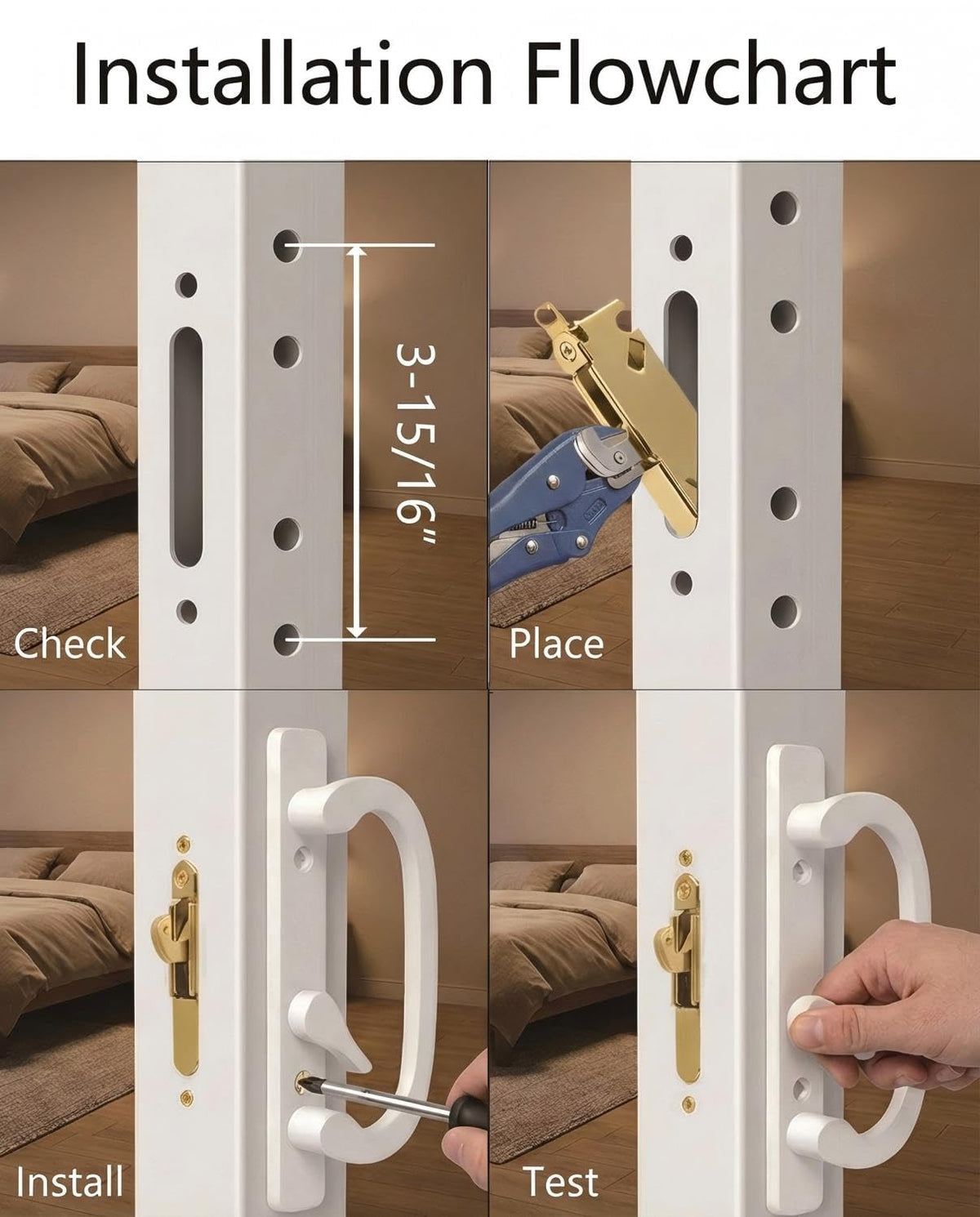 Teilmix white powder coated finish on door hardware