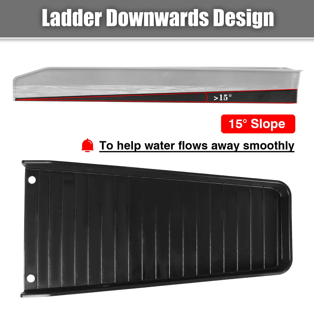 Teisaiko Ladder-design splash block reduces dirt buildup around downspouts during rain.