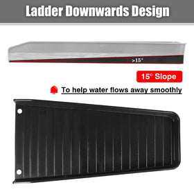 Teisaiko Ladder-design splash block reduces dirt buildup around downspouts during rain.