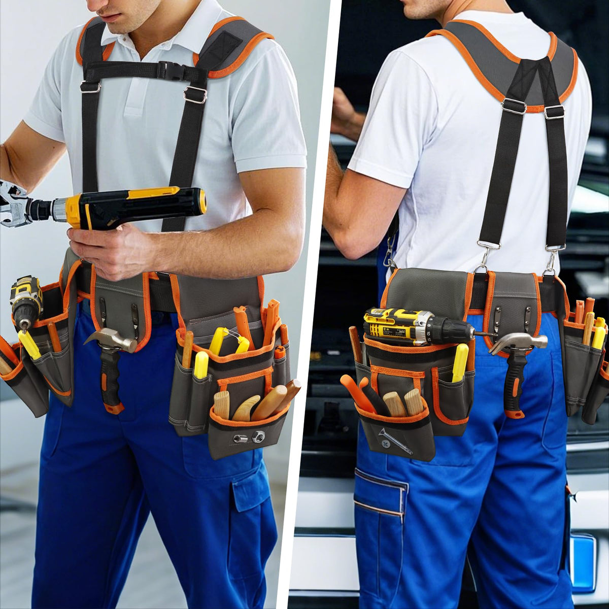 TEKCHIC detachable pocket system for customizable tool storage.