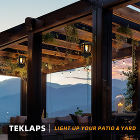 TEKLAPS solar lantern glass detail showing clear decorative lenses