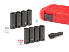 TEKTON metric deep sockets 17–22 mm for precise fastener engagement