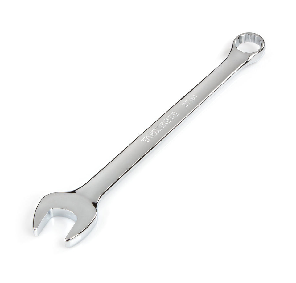TEKTON 27 mm wrench with angled open end enabling reach in tight spots