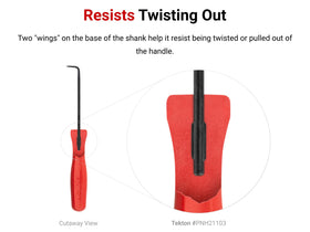 TEKTON 45-degree pick offers angled access for tight spaces.