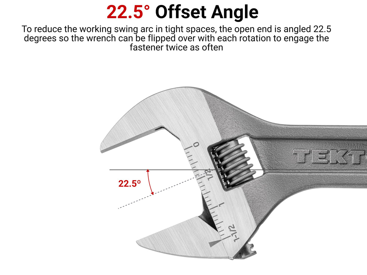 TEKTON 6140 chromium-vanadium steel body for durable performance.