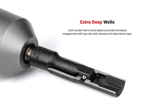 TEKTON flip socket 7-8-15-16in facilitates large lug nut handling.