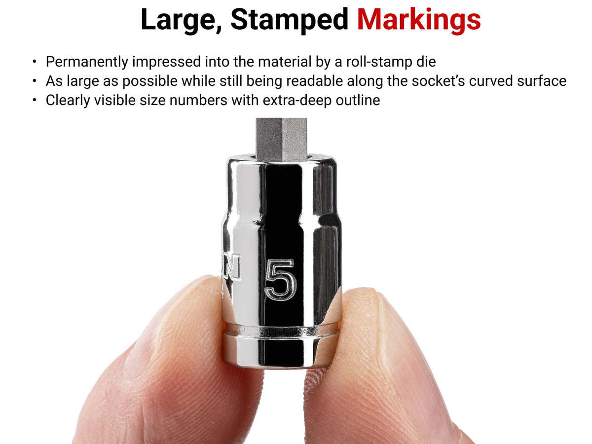 TEKTON hex socket tips machined for exact fit with fasteners