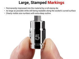 TEKTON hex socket tips machined for exact fit with fasteners