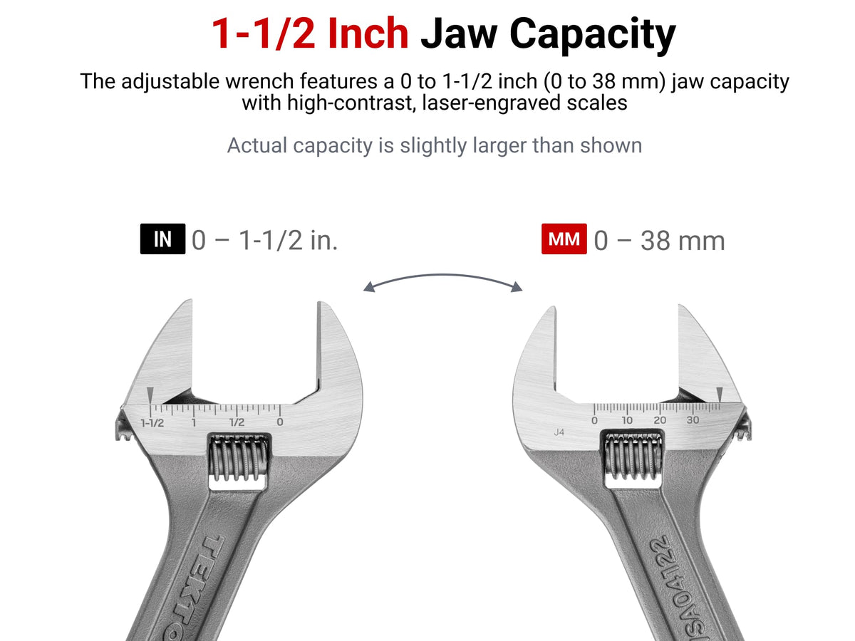 TEKTON wrench shows integrated 3/8-inch drive for added leverage.