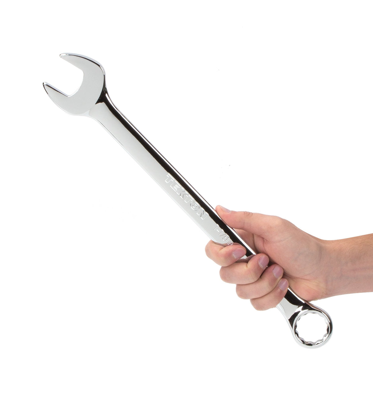 TEKTON wrench features clear stamped size markings.