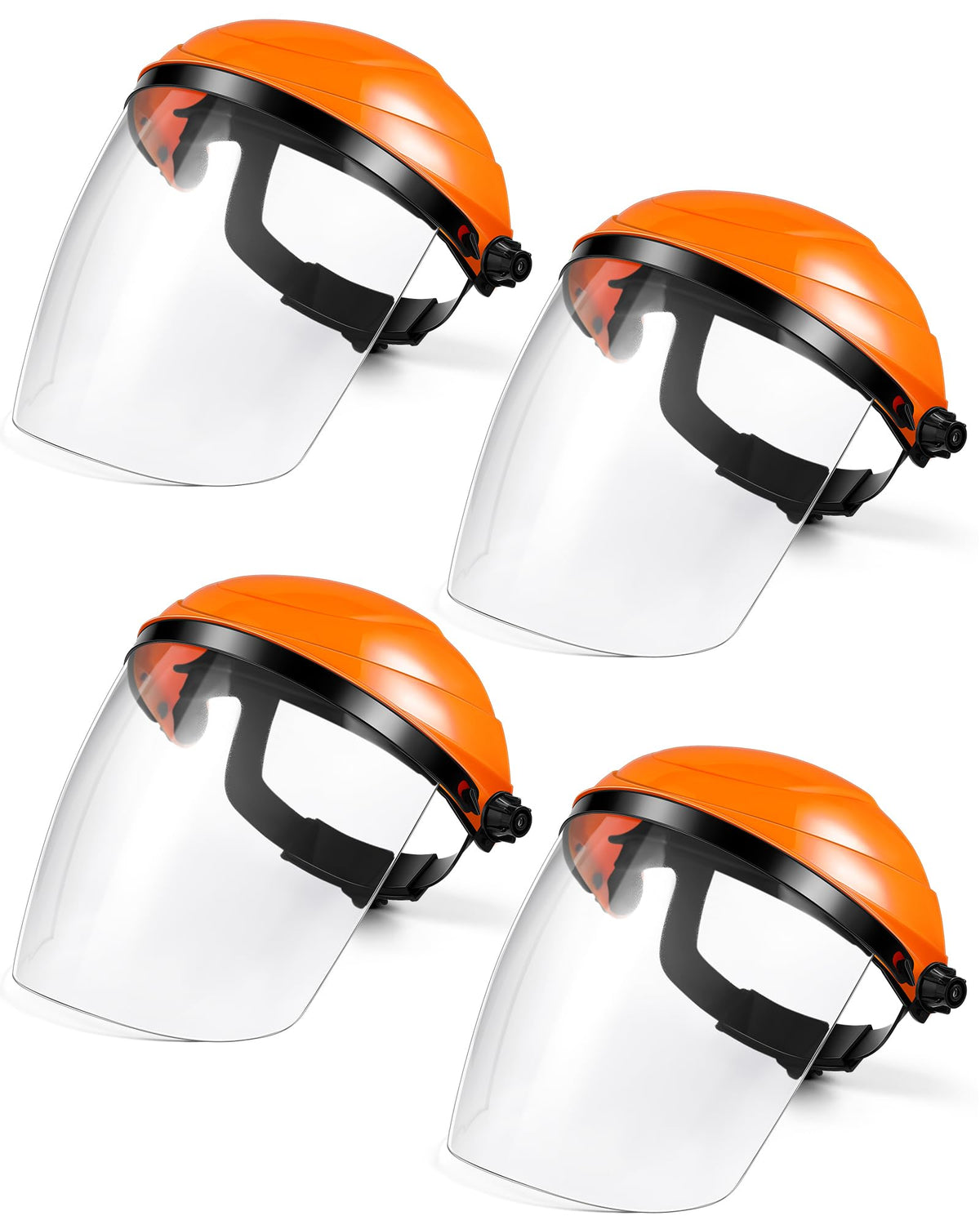 Tellegloww 4-pack orange safety face shield front view for high visibility protection