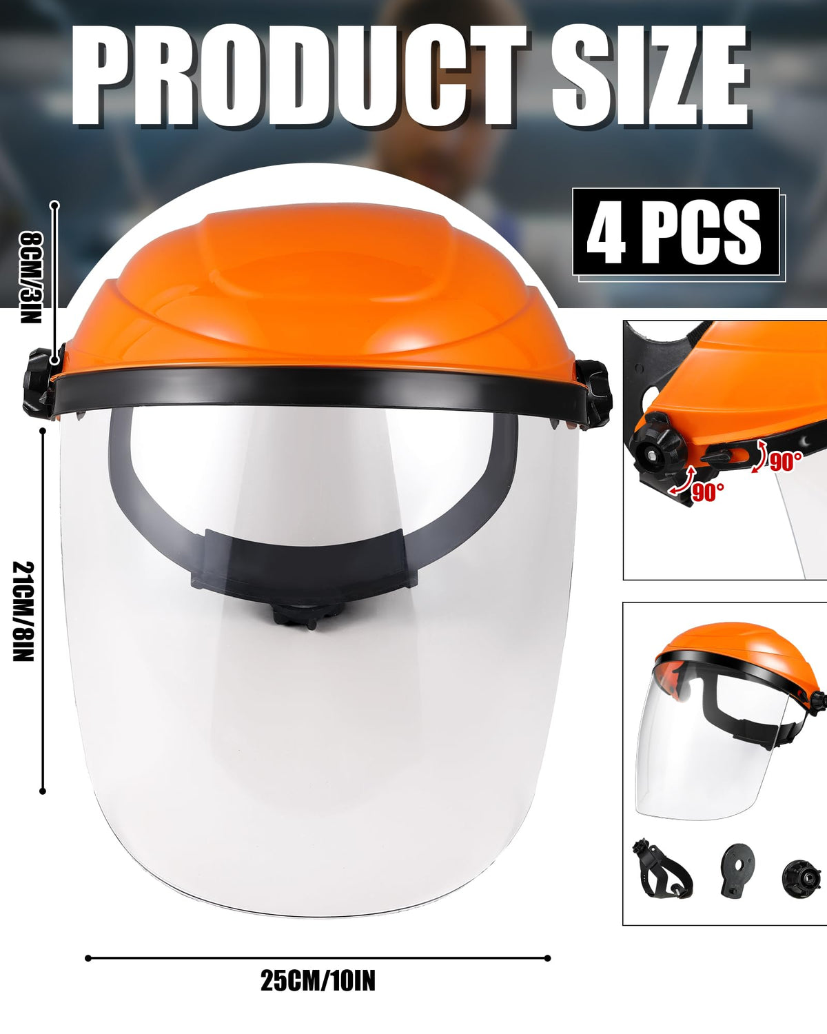 Tellegloww orange shield side view showing adjustable fit for secure use
