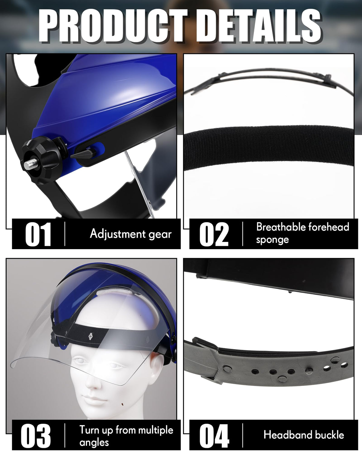 Tellegloww face shield featuring 180-degree rotation for unobstructed viewing