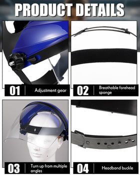 Tellegloww face shield featuring 180-degree rotation for unobstructed viewing