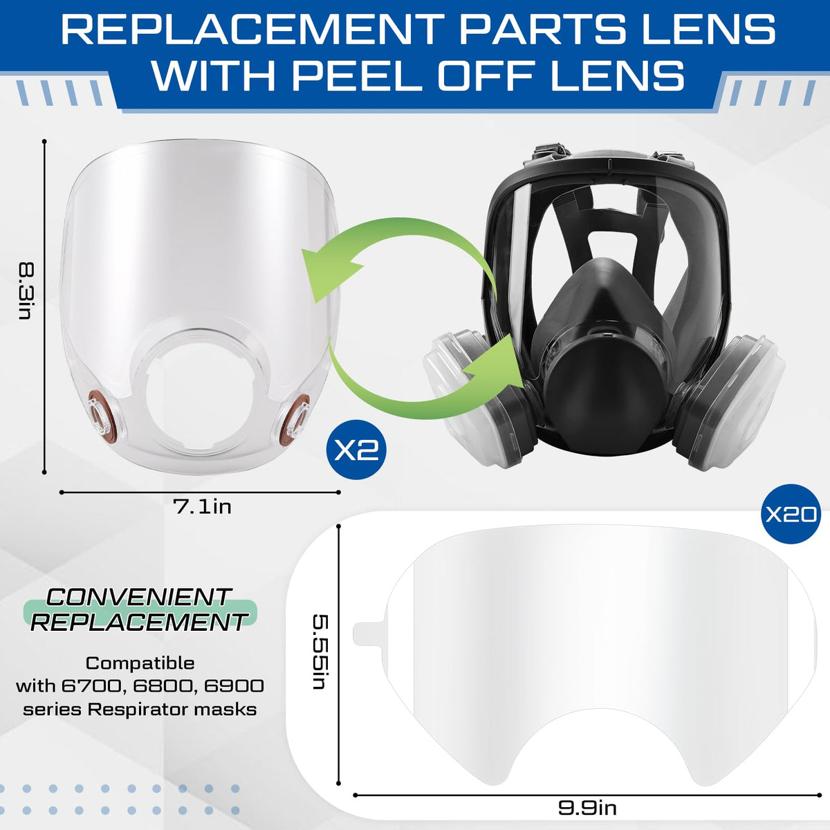 Tellegloww replacement lens compatible with 6700-6800-6900 series for versatile fit