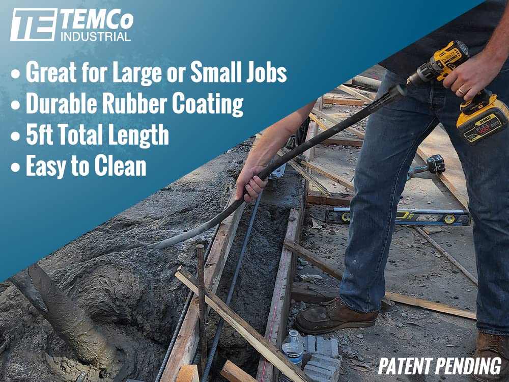 TEMCo brand logo visible on concrete vibrator packaging